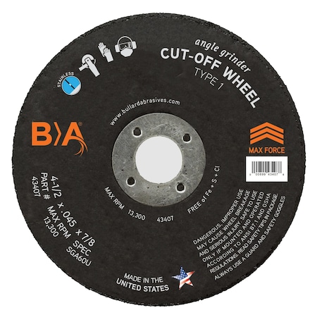 Bullard Abrasives Lightning High Max Force Type 1 Cut Off Wheels 43607